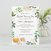 Invitation à la douche nuptiale Floral Wreath Teac (Debout devant)