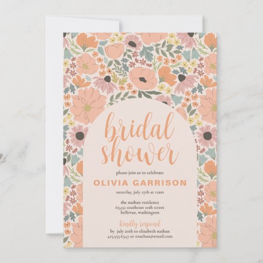Invitation à la douche nuptiale florale (Devant)