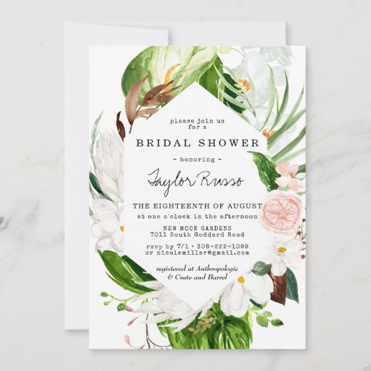 Invitation à la douche nuptiale florale (Devant)