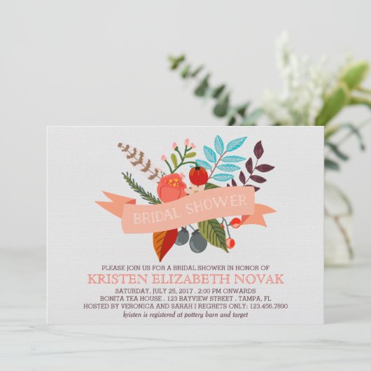 Invitation à la douche nuptiale florale (Debout devant)