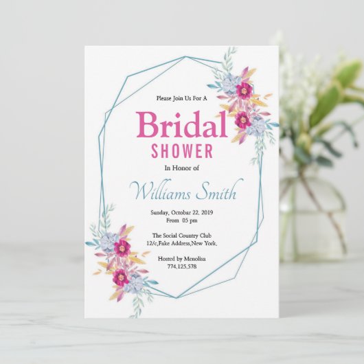 Invitation à la douche nuptiale florale (Debout devant)