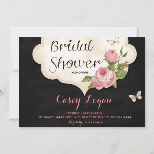 Invitation à la douche nuptiale florale (Devant)
