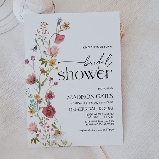 Invitation à la douche nuptiale florale