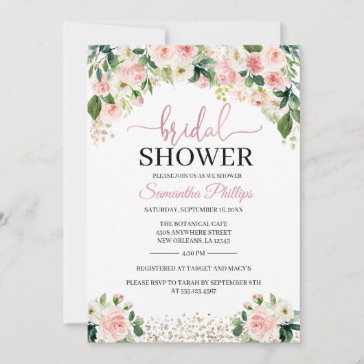 Invitation à la douche nuptiale florale (Devant)