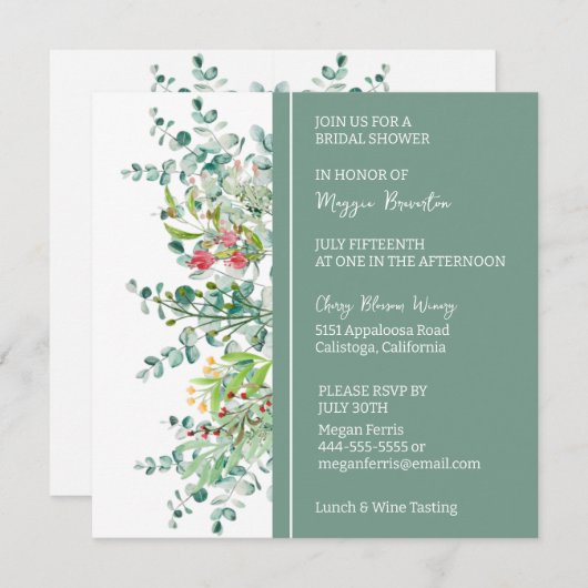 Invitation à la douche nuptiale florale (Devant / Derrière)