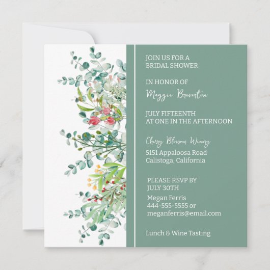 Invitation à la douche nuptiale florale (Devant)