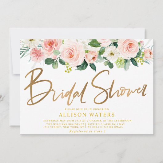 invitation à la douche nuptiale florale (Devant)