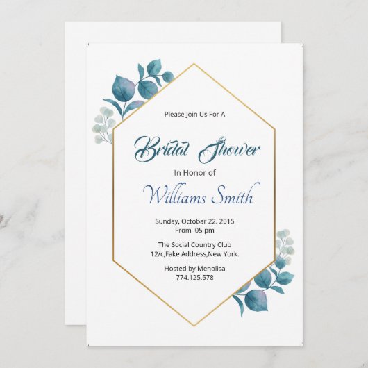 Invitation à la douche nuptiale florale (Devant / Derrière)