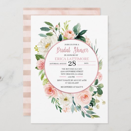 Invitation à la douche nuptiale florale (Devant / Derrière)