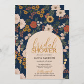 Invitation à la douche nuptiale florale antique (Devant / Derrière)