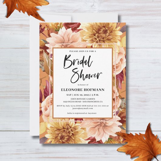 Invitation à la douche nuptiale Florale automne