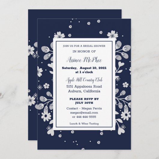 Invitation à la douche nuptiale Florale blanche (Devant / Derrière)