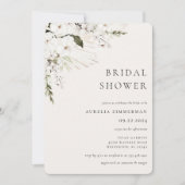 Invitation à la douche nuptiale florale blanche en (Devant)