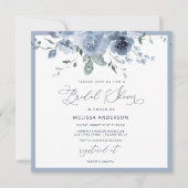 Invitation à la douche nuptiale Florale Bleue (Devant)