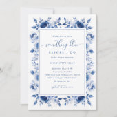 Invitation à la douche nuptiale Florale Bleue (Devant)