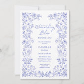 Invitation à la douche nuptiale Florale Bleue (Devant)