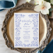 Invitation à la douche nuptiale Florale Bleue