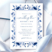 Invitation à la douche nuptiale Florale Bleue