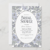 Invitation à la douche nuptiale Florale Bleue (Devant)