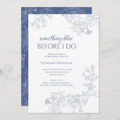 Invitation à la douche nuptiale Florale Bleue (Devant / Derrière)