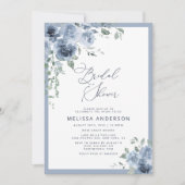 Invitation à la douche nuptiale Florale Bleue (Devant)