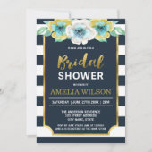 Invitation à la douche nuptiale Florale Bleue et F (Devant)