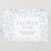 Invitation à la douche nuptiale Florale Blue Chino (Devant / Derrière)