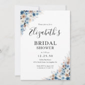 Invitation à la douche nuptiale Florale Boho bleu (Devant)