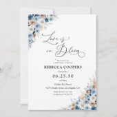 Invitation à la douche nuptiale Florale Boho bleu (Devant)