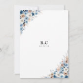 Invitation à la douche nuptiale Florale Boho bleu (Dos)