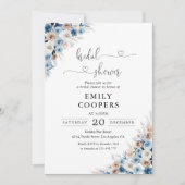 Invitation à la douche nuptiale Florale Boho bleu (Devant)