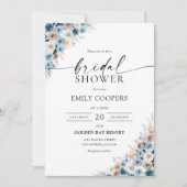 Invitation à la douche nuptiale Florale Boho bleu (Devant)