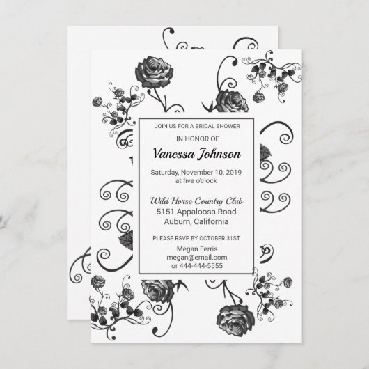 Invitation à la douche nuptiale florale classique (Devant / Derrière)