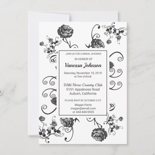 Invitation à la douche nuptiale florale classique (Devant)