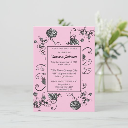 Invitation à la douche nuptiale florale classique (Debout devant)