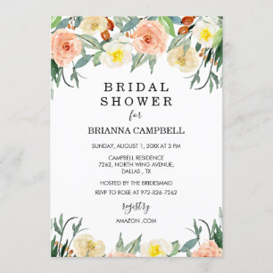 Invitation à la douche nuptiale florale d'aquarell