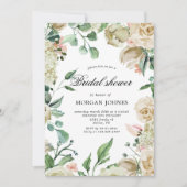 Invitation à la douche nuptiale florale de crème d (Devant)