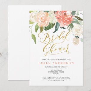 Invitation à la douche nuptiale florale de fleurs