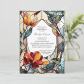 Invitation à la douche nuptiale florale de verre (Debout devant)