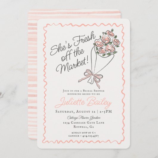 Invitation à la douche nuptiale florale du marché  (Devant / Derrière)