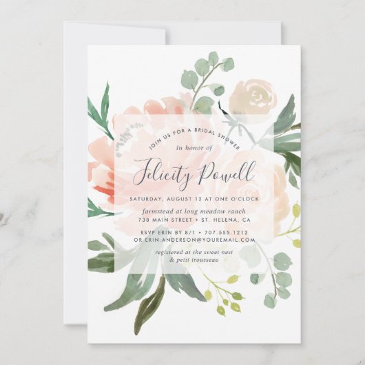 Invitation à la douche nuptiale florale du milieu (Devant)