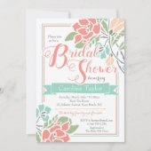 Invitation à la douche nuptiale florale en corail  (Devant)