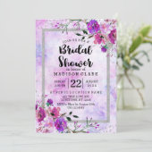 Invitation à la douche nuptiale florale et argenté (Debout devant)