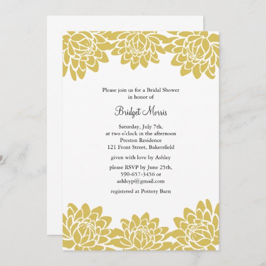 Invitation à la douche nuptiale florale et moderne (Devant / Derrière)