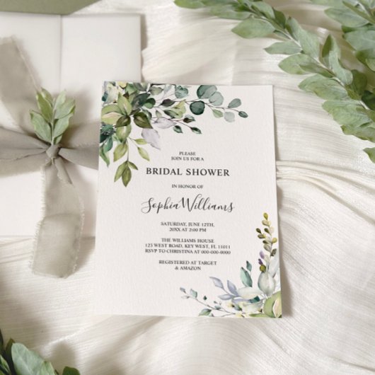 Invitation à la douche nuptiale florale Eucalyptus