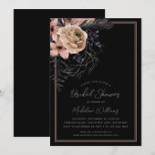 Invitation à la douche nuptiale florale foncée (Devant / Derrière)