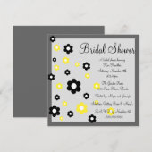 Invitation à la douche nuptiale florale jaune et g (Devant / Derrière)