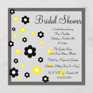 Invitation à la douche nuptiale florale jaune et g