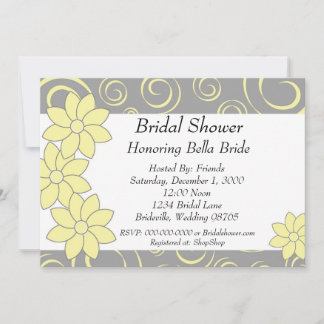 Invitation à la douche nuptiale florale jaune et g