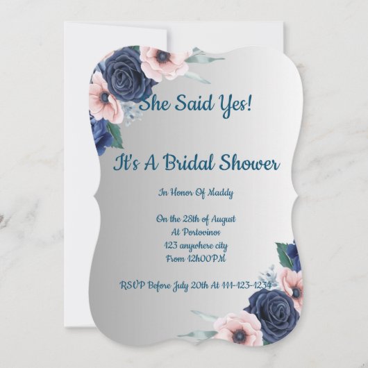 Invitation à la douche nuptiale florale, moderne, (Devant)